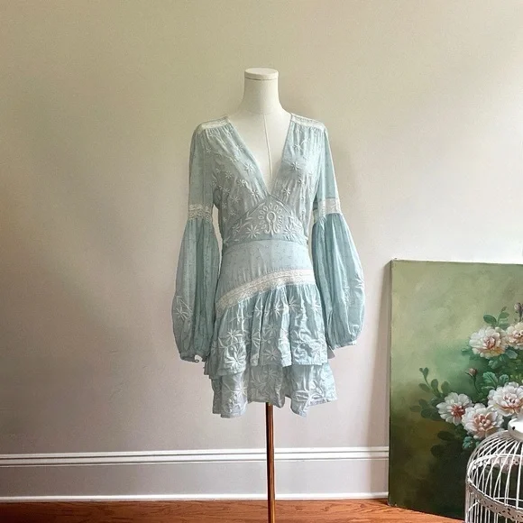 EUC LoveShackFancy Abitha Blue Mini Dress - Picture 4 of 4